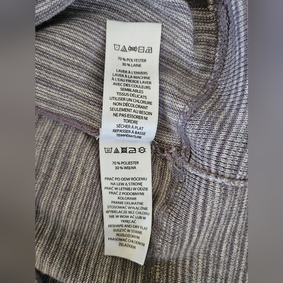 Akini Purple Grey Wool Blend Funnel Neck Drawstring Long Sleeve Sweater Size M - Picture 7 of 11